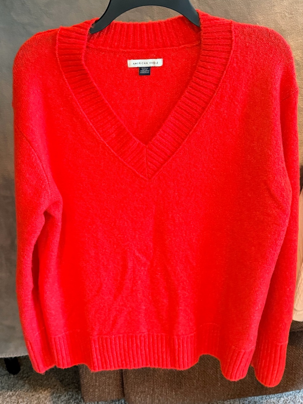American Eagle Outfitters Bright Red V-Neck Sweater